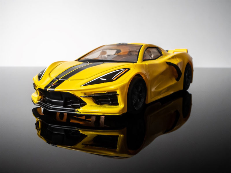 AFX Corvette C8 Accelerate Yellow Mega G+ HO Slot Car