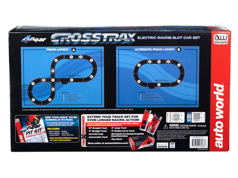 Auto World CrossTrax Road Course 9-Foot HO Slot Car Race Set