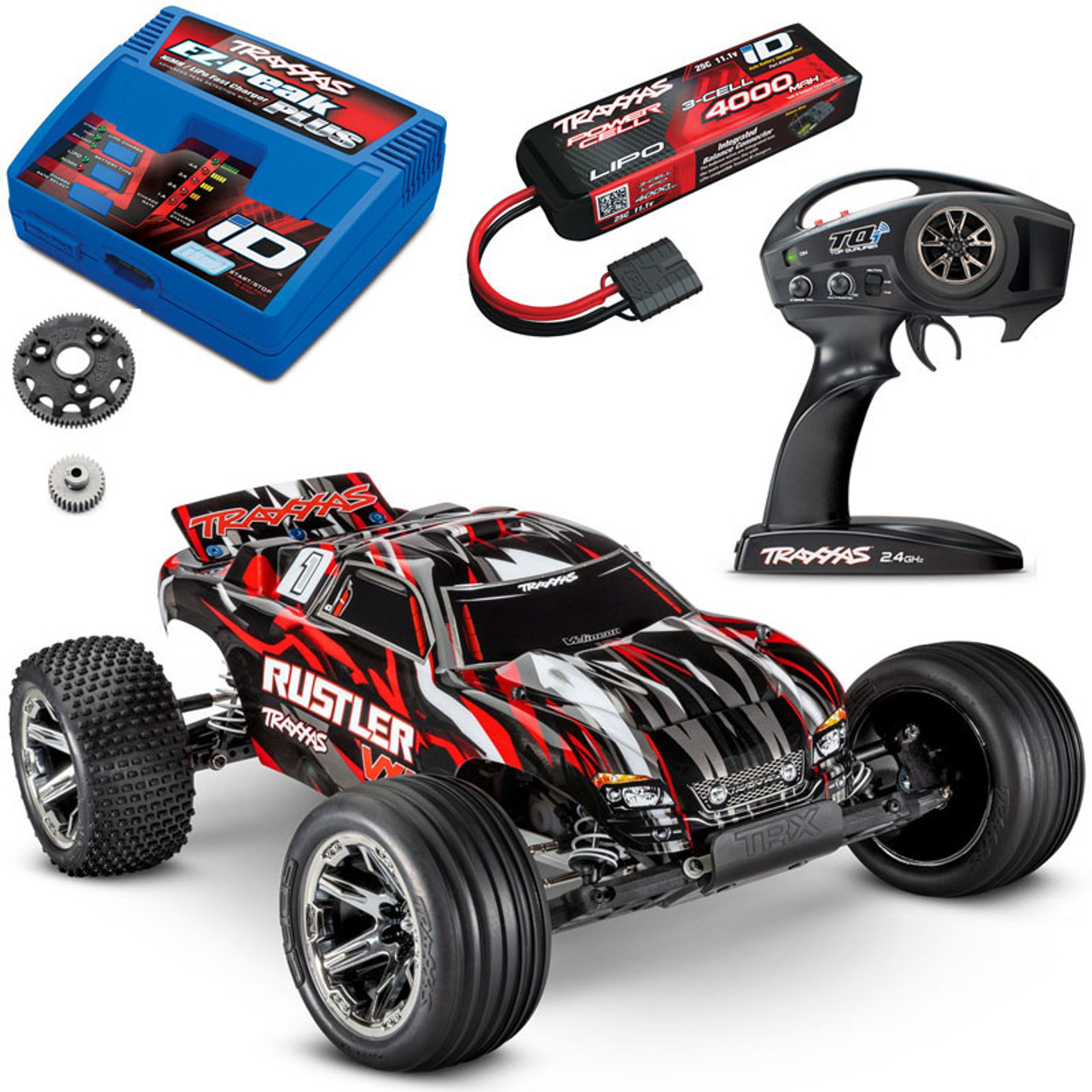 Traxxas Rustler VXL Brushless RTR RC Truck 70+MPH LiPo Combo