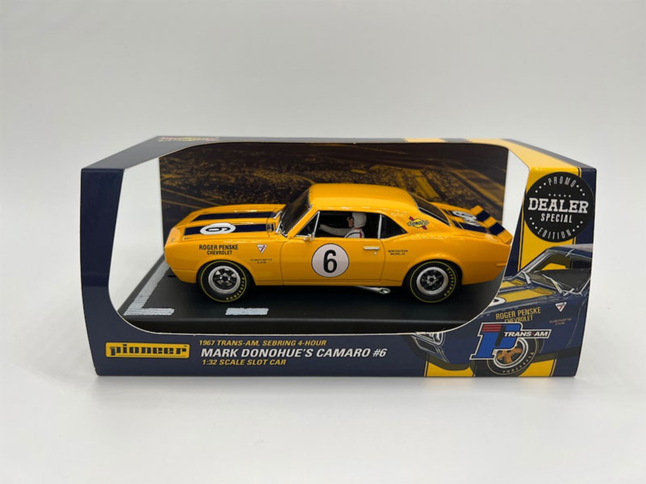 Pioneer 1967 Trans-Am Penske Sunoco (Yellow) Camaro #6 Mark Donohue 1/32  Slot Car - DEALER