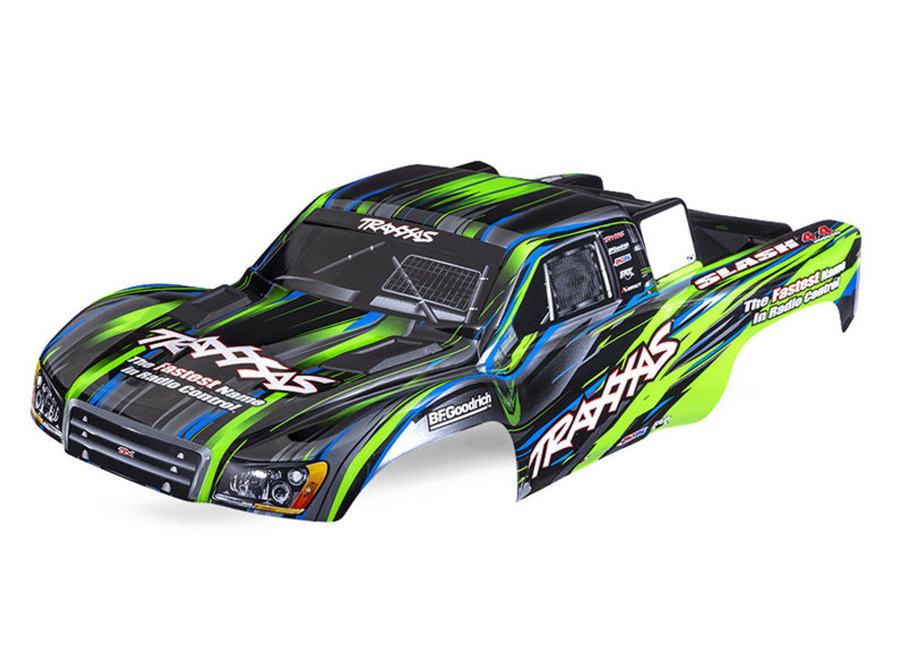 Traxxas Slash 4X4 Green Body with Front and Rear Body Mounts