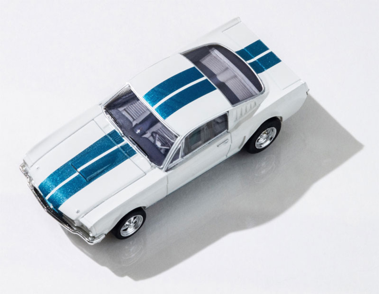 AFX 1965 Shelby Mustang GT350 White/Blue Mega G+ HO Slot Car