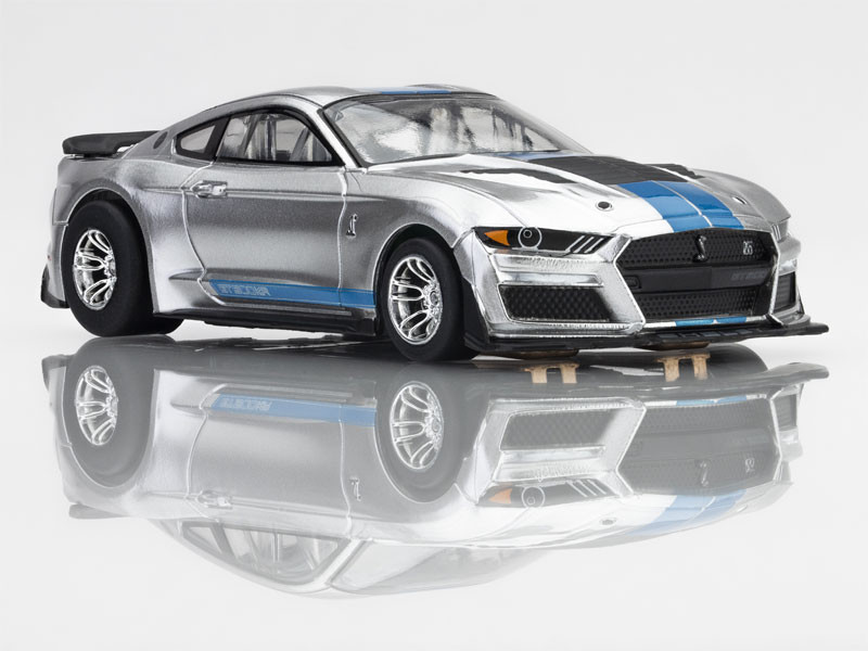 AFX 2022 Shelby Mustang GT500KR Silver/Blue Mega G+ HO Slot Car