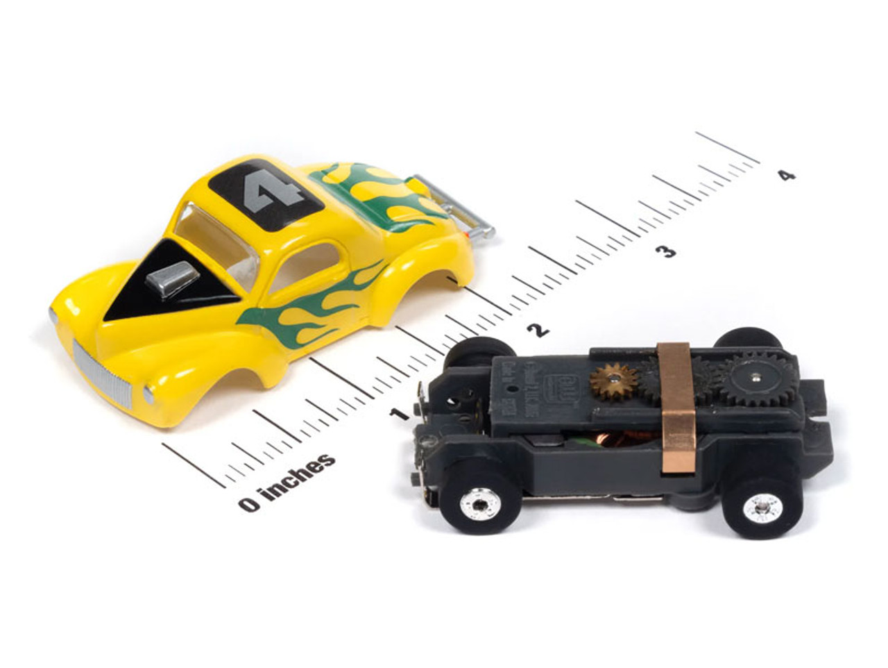 Auto World 1941 Willys Coupe Gasser (Yellow w/Green Flames