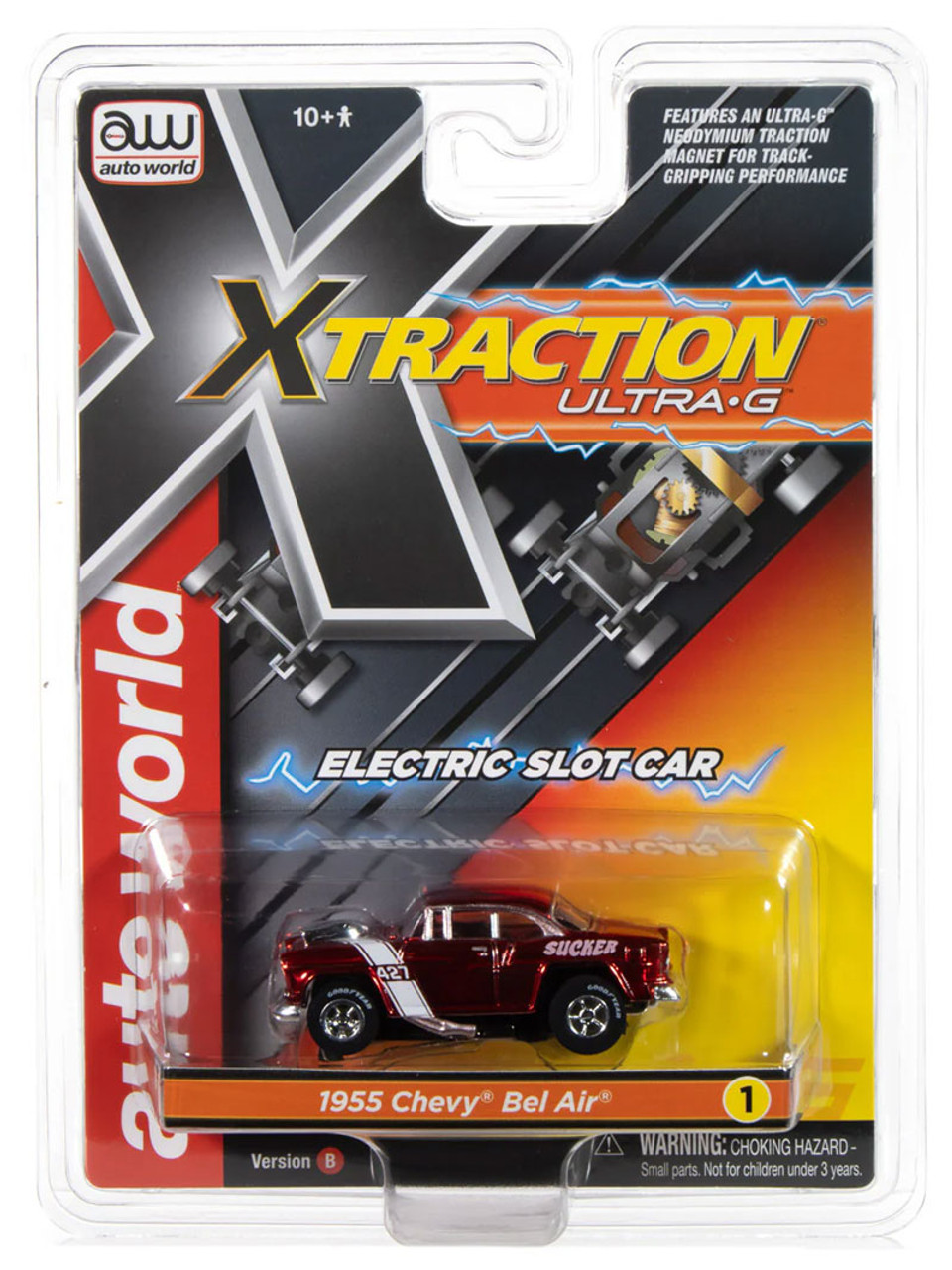 AUTO WORLD X-TRACTION 55 Chevy ☆限定 ボックス Auto World 1955 Chevrolet Bel Air (Red) X-Traction HO Slot Car