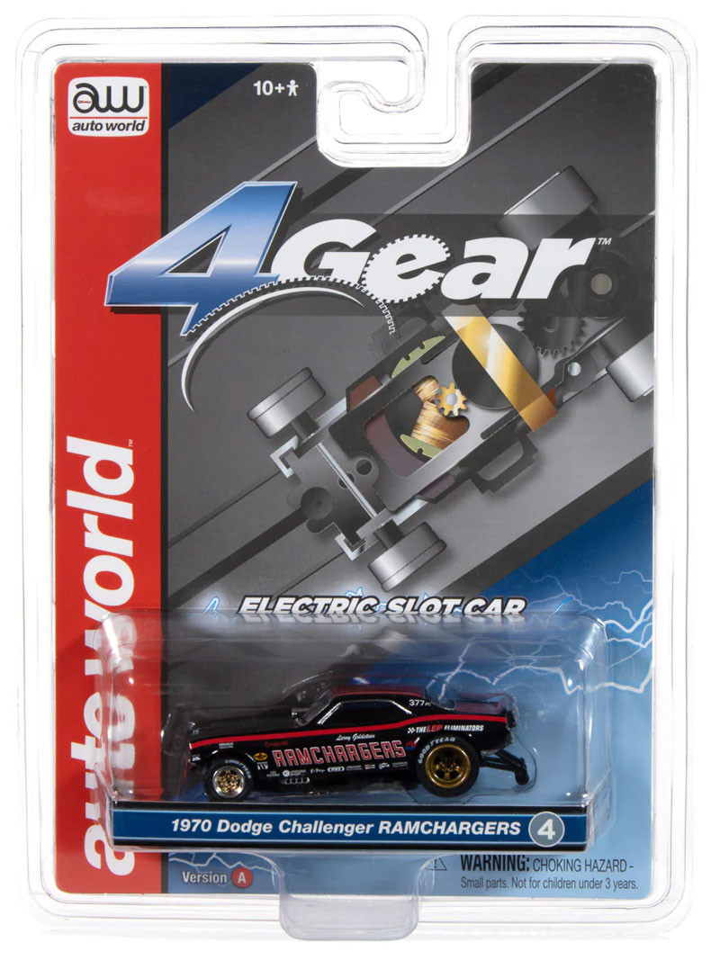 希少HOスロットカーDODGE Auto World 1970 Dodge Challenger Ramcharger (Black) 4Gear HO Slot Car
