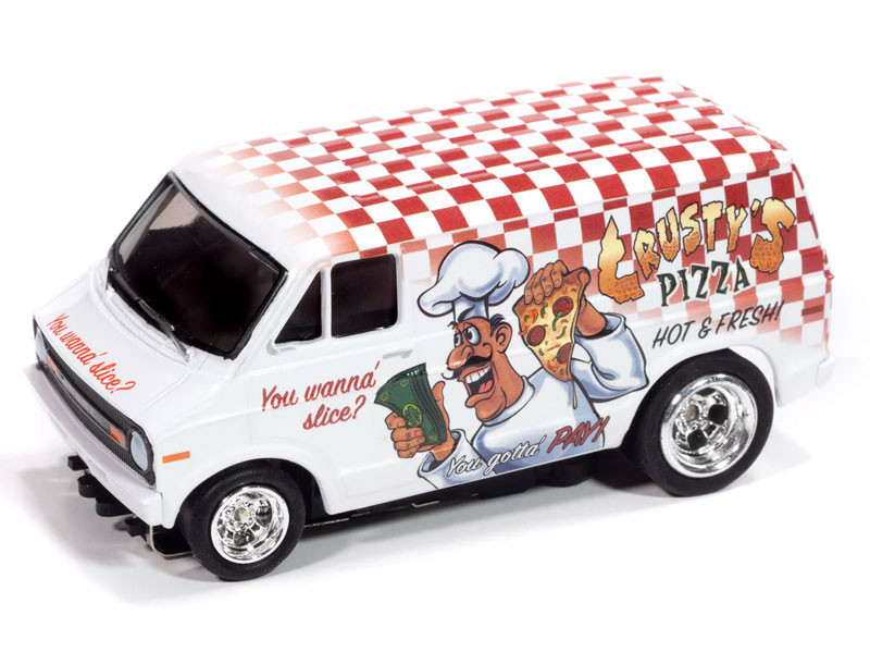 Auto World 1973 Dodge Delivery Van (White Body w/ Red Checkers