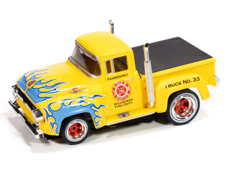 Auto World 1956 Ford F100 Volunteer Fire Dept (Yellow w/ Blue
