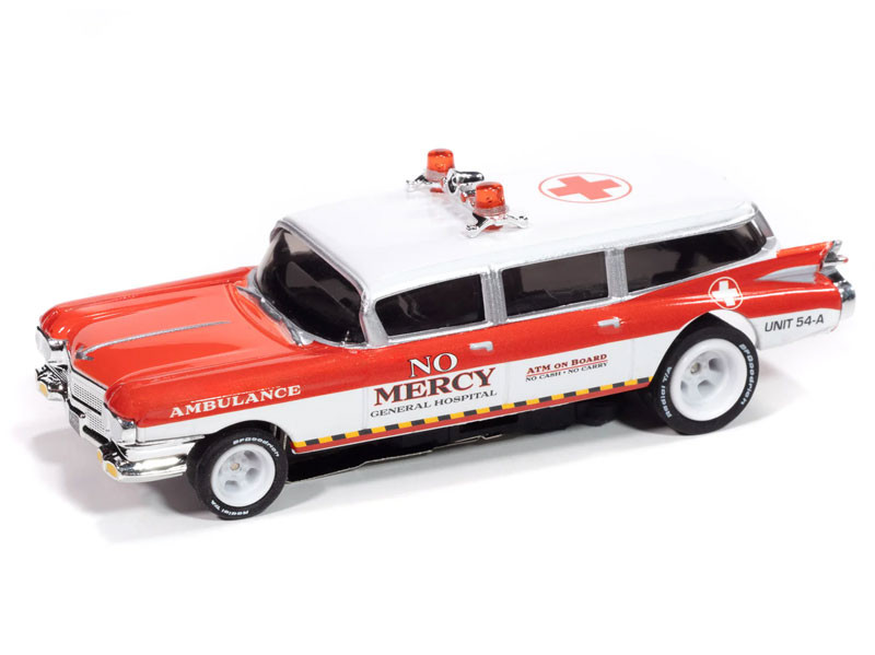 Auto World 1959 Cadillac Ambulance (Red & White) 4Gear HO Slot Car