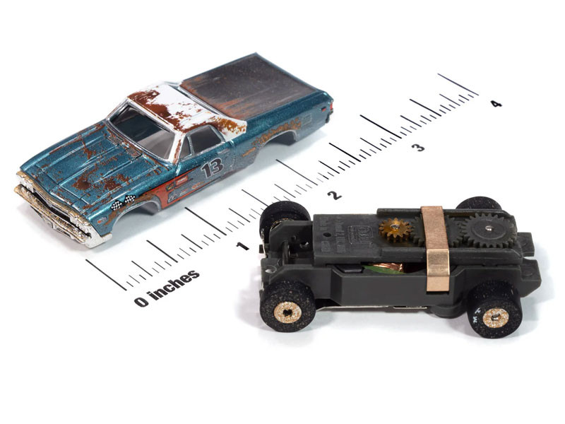 Auto World 1969 Chevy El Camino (Teal & White) Thunderjet HO Slot Car