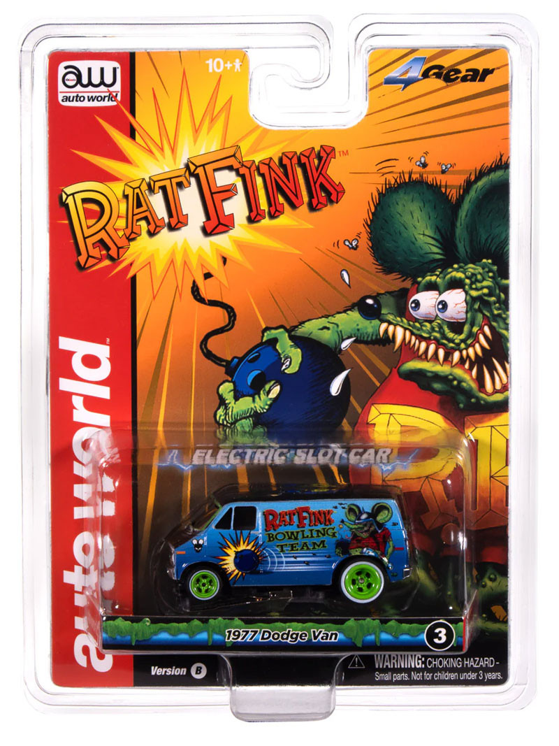 Auto World 1977 Dodge Van Rat Fink Flat (Flat Black & Blue) 4Gear