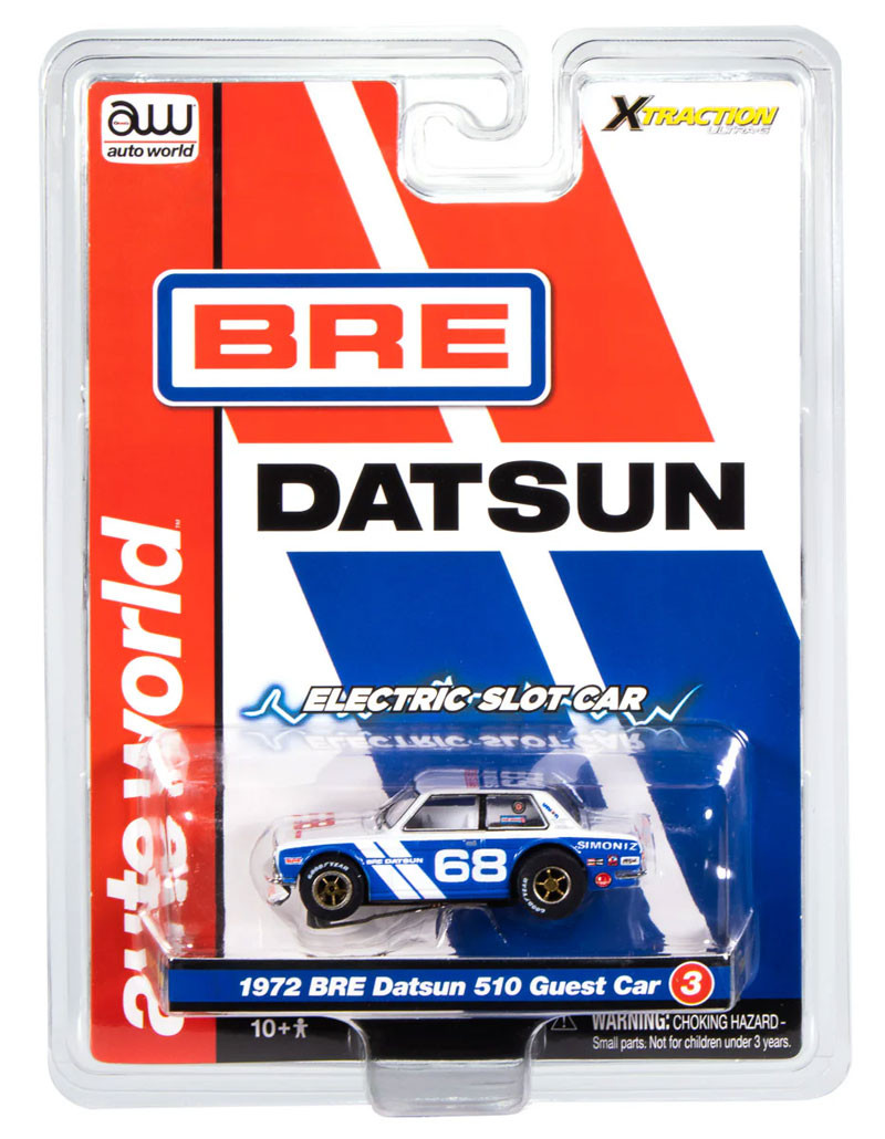 70 BRE DATSUN 510 (WHITE) ☆HOスロットカー Auto World 1972 BRE Datsun 510 Guest Car #68 (White & Blue) X