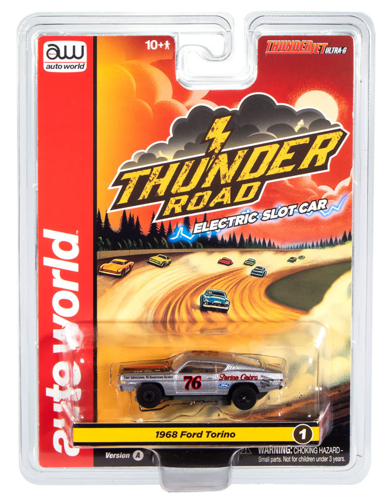 Auto World 1968 Ford Torino (Silver, Black & Red) Thunderjet HO