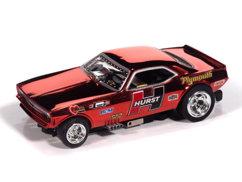 70 Barracuda Hurst Shifters ☆HOスロットカー Auto World 1970 Plymouth Barracuda Drag Hurst Shifters (Red) 4Gear