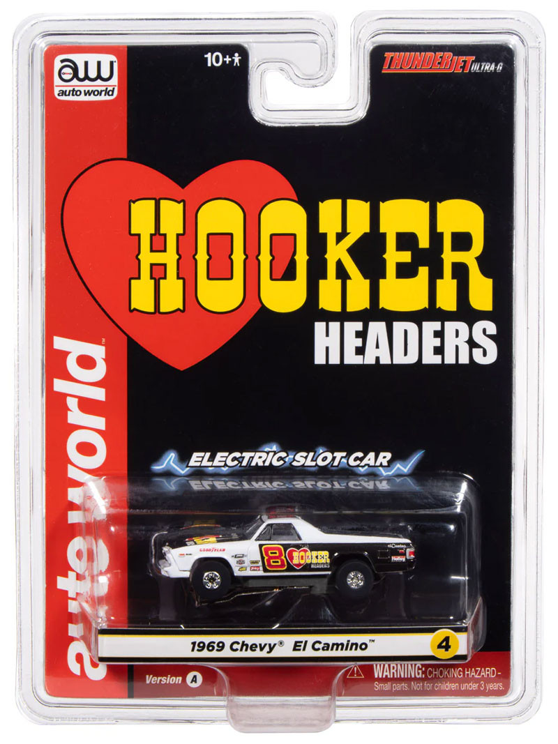 '69 CHEVROLET EL CAMINO☆HOスロットカー Auto World 1969 Chevy El Camino (Black & White) Thunderjet HO Slot Car