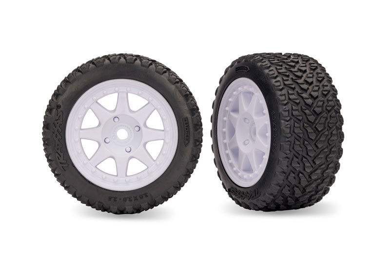 Traxxas White Front Mini Rally Wheels with Hard Tires (2)
