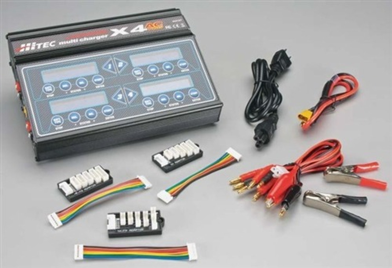 Hitec X4 Plus AC/DC 4-Port Battery Charger for LiPo, LiFe, Li-Ion, NiCD,  NiMH