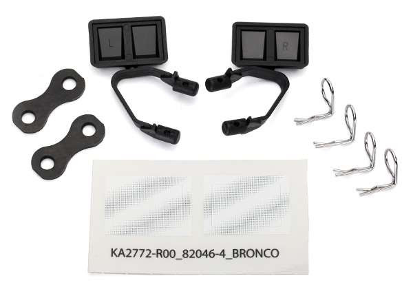 Traxxas 8073 Specchietti Laterali Neri Per TRX-4 Ford Bronco, Con Clip, Nuovi