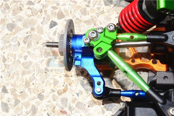 GPM Blue Aluminum Front Steering Blocks for 4-Tec