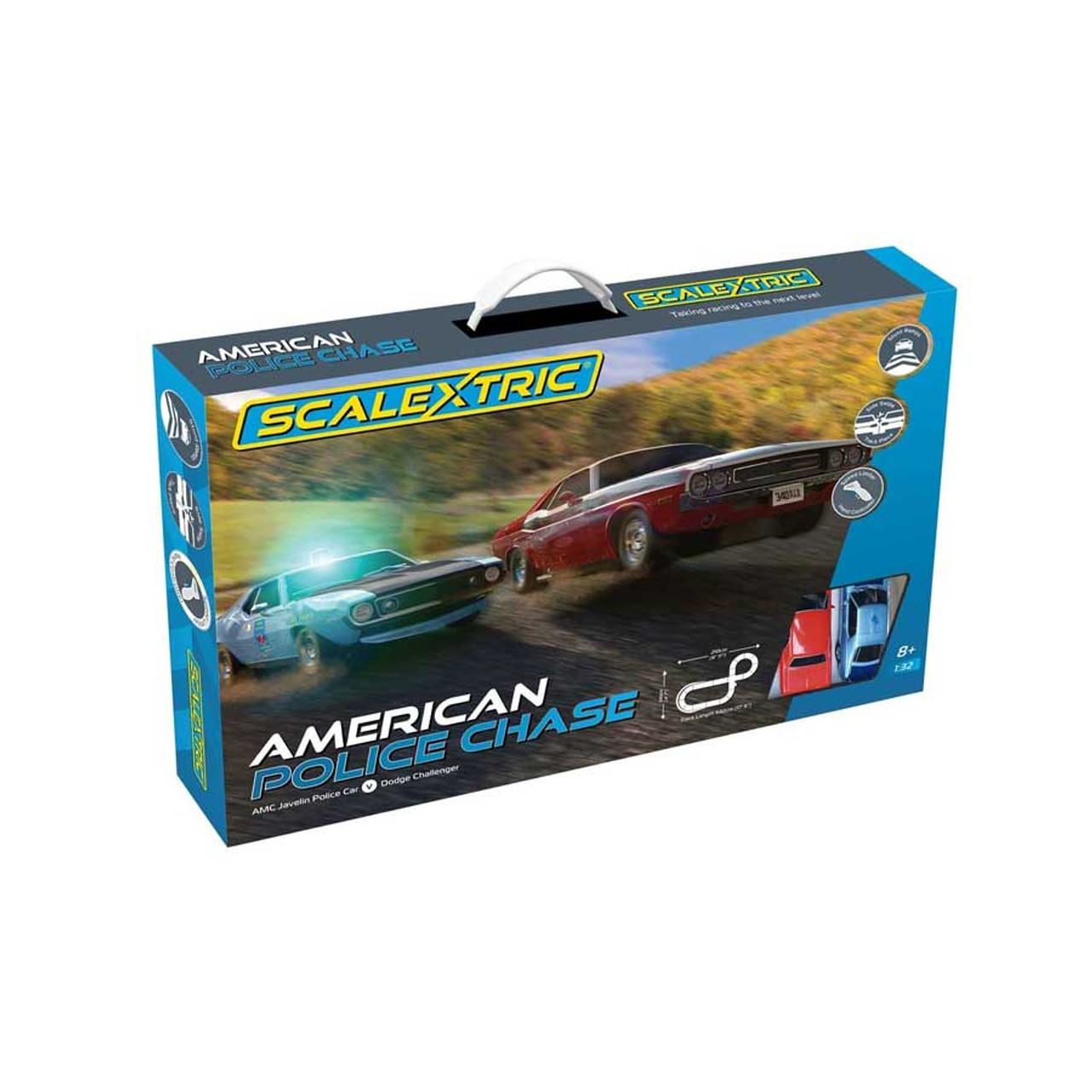 Scalextric American Police Chase Javelin v Challenger 1/32 Slot