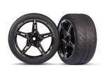 Traxxas Rear Extra Wide 2.1' Response Tires on Split-Spoke Black Chrome Wheels: Chevrolet Stingray