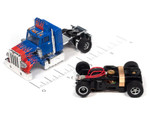 Auto World Racing Rig Peterbilt Model 359 w/Race Trailer (Snake II vs. Mongoose II) X-Traction Flamethrowers R12 HO Slot Car