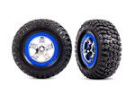 Traxxas BFGoodrich Mud-Terrain T/A KM2 Wheels, Assembled, 2WD Front (SCT Chrome, Blue Beadlock) (2)