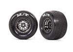 These are the Traxxas Drag Slash Rear Wheels, Assembled, Weld Black Chrome (2)