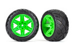 These are the Traxxas 2.8" Anaconda Wheels, Assembled, RXT Green (4WD F/R, 2WD F) (2)