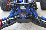 GPM Aluminum 6061-T6 Front L-shape Adjustable Spring Dampers for Traxxas Sledge (Blue) - Installed