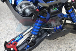 GPM Aluminum 6061-T6 Front L-shape Adjustable Spring Dampers for Traxxas Sledge (Blue) - Installed