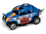 Auto World 1965 Volkswagen Baja Bug (Blue) Rally World Stage X-Traction HO Slot Car