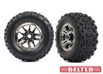 Traxxas Belted Sledgehammer Tires, Foam Inserts) (2) Assembled, Glued (3.8" Black Chrome Wheels)