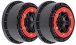 Pro-Line Split Six 2.2"/3.0" Red/Black Bead-Loc Wheels: Front & Rear Slash 4x4 - Rear Slash 2WD