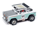 Auto World 1972 Ford Baja Bronco (White w/Light Teal Race Graphics) X-Traction HO Slot Car