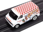 Auto World 1973 Dodge Delivery Van (White Body w/ Red Checkers) 4Gear HO Slot Car