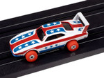 Auto World 1969 Dodge Charger Daytona (White, Red & Blue) Thunderjet HO Slot Car