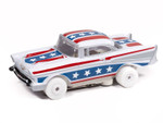 Auto World iWHEELS 1957 Chevy Bel Air (White, Red & Blue) Thunderjet HO Slot Car