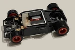 Bulldog HO Racing Turbo HO Slot Car Chassis with Red Wheels