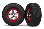 Traxxas BFGoodrich Mud-Terrain Tires on SCT Chrome Red Beadlock Wheels for 2WD Front