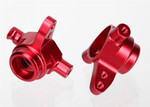 Traxxas Steering blocks, 6061-T6 aluminum, left & right (red-anodized)
