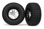 BFGoodrich Mud-Terrain T/A KM2 Tires with SCT Split-Spoke Satin Chrome, Black Beadlock Wheels