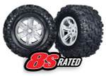 Traxxas X-Maxx Tires Pre-Mounted on Satin Chrome Wheels