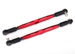 Traxxas X-Maxx Red 7075-T6 Aluminum Toe Link TUBES (157mm) (2) w/Rod Ends & Hollow Balls