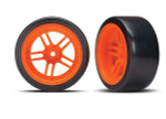 Traxxas 4-Tec 2.0 Rear Drift Tires on Split-Spoke Orange Wheels (2)