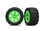 Traxxas 2.8 Talon Extreme Tires on Green Wheels for 2WD Electric Rear (6774G)