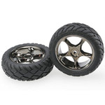Traxxas Front Anaconda Tire & Black Chrome Tracer Wheel Set (2): Bandit