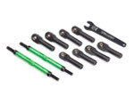 Traxxas E-Revo 2.0 Green 7075-T6 Aluminum TUBES Toe Links w/Rod Ends, Hollow Balls & Wrench (8638G)