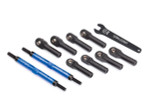 Traxxas E-Revo 2.0 Blue 7075-T6 Aluminum TUBES Toe Links w/Rod Ends, Hollow Balls & Wrench (8638X)