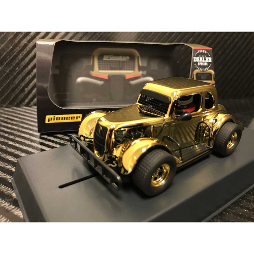 Pioneer 1934 Ford Coupe Smokey's Racing Legends Gold Chrome DEALER SPECIAL 1/32 Slot Car (P122-DS) Pioneer 1934 Ford Coupe Smokey's Racing Legends Gold Chrome DEALER SPECIAL 1/32 Slot Car (P122-DS)